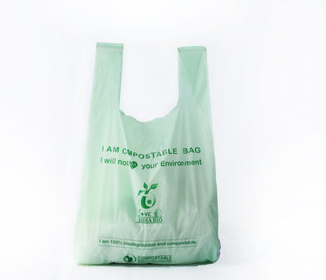 Bolsa de compras biodegradable 100% compostable verde azul blanco OEM