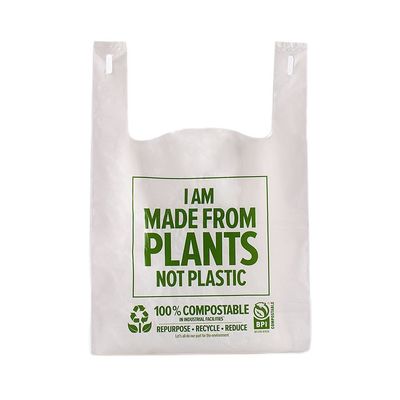 LOGO personalizado Biodegradable Almidón de maíz PLA PBAT camisetas bolsas de mano bolsas de compras bolsas de plástico compostable