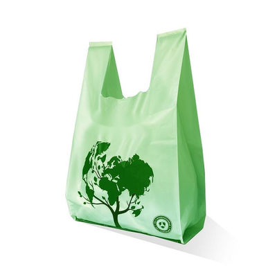 LOGO personalizado Biodegradable Almidón de maíz PLA PBAT camisetas bolsas de mano bolsas de compras bolsas de plástico compostable