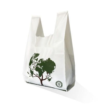 LOGO personalizado Biodegradable Almidón de maíz PLA PBAT camisetas bolsas de mano bolsas de compras bolsas de plástico compostable