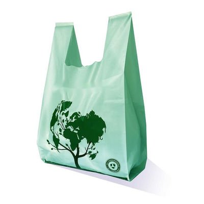 LOGO personalizado Biodegradable Almidón de maíz PLA PBAT camisetas bolsas de mano bolsas de compras bolsas de plástico compostable