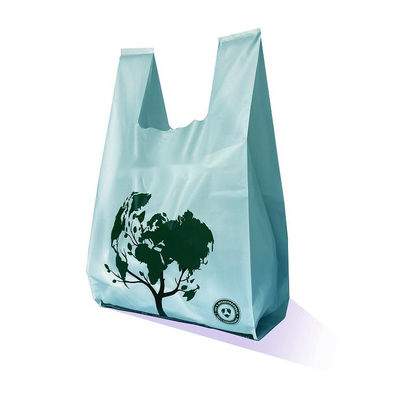 LOGO personalizado Biodegradable Almidón de maíz PLA PBAT camisetas bolsas de mano bolsas de compras bolsas de plástico compostable