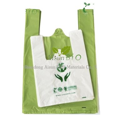 Logotipo personalizado Compostable Biodegradable Bolso de compras camiseta 100micron