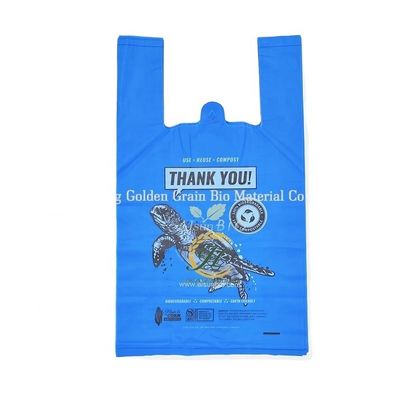 Logotipo personalizado Compostable Biodegradable Bolso de compras camiseta 100micron