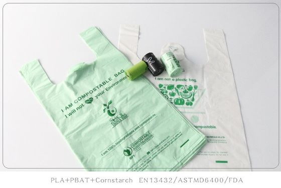Embalaje As4736 Bolsas de alimentos compostables con mangos de plástico