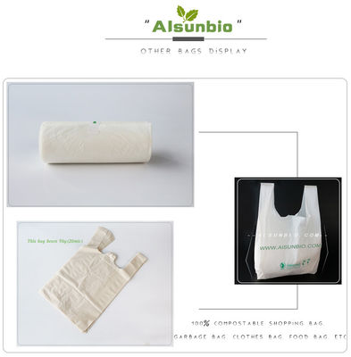 Bolsas de camisetas compostables de celulosa de almidón de maíz para envases de supermercados