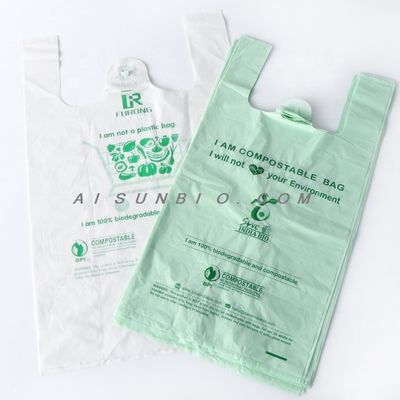 Bolsa de compras biodegradable de origen OEM PBAT PLA Almidón de maíz EN13432
