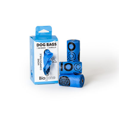 Amigable al medio ambiente 100% biodegradable y compostable Mayorista de mascotas Bolsas de caca de perros Bolsas de basura de perros Logotipo OEM sostenible Acepta 15 micrones BPI