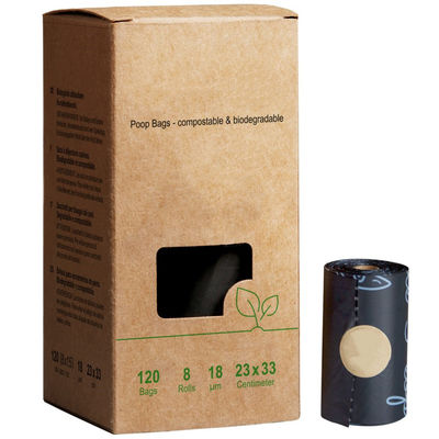 Amigable al medio ambiente 100% biodegradable y compostable Mayorista de mascotas Bolsas de caca de perros Bolsas de basura de perros Logotipo OEM sostenible Acepta 15 micrones BPI