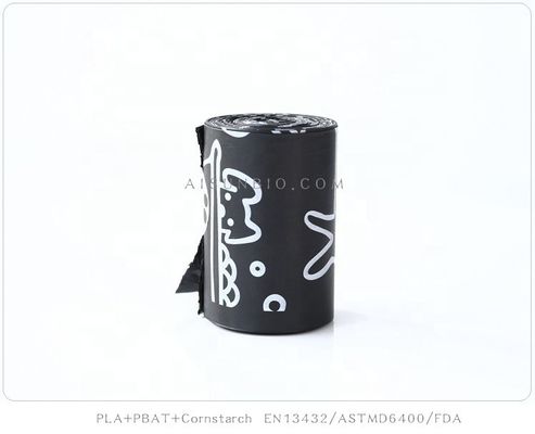 Bolso de basura de excremento para perros de mascotas Basado en almidón de maíz biodegradable con aroma a lavanda Eco-friendly Portador de bolsas de plástico al aire libre 15 micrones