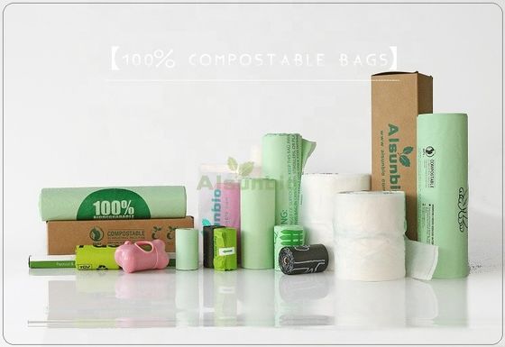 Vestido 100% biodegradable bolsas de desechos para mascotas rollo para caca de perro personalizado