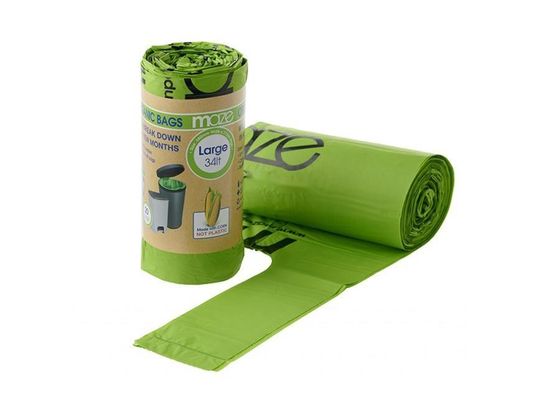 Basuras de plástico compostable 13 galones de plástico blanco y verde