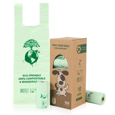Bolsa de caca para perros compostable con certificación de almidón de maíz 10mic 12mic