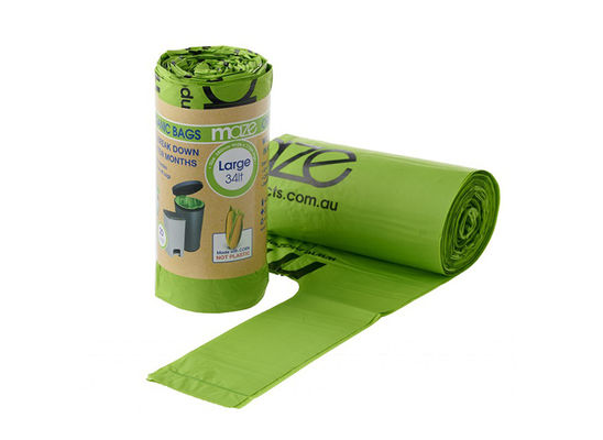 40mic Compostable contenedores de basura Eco amigable bolsas de basura personalizado