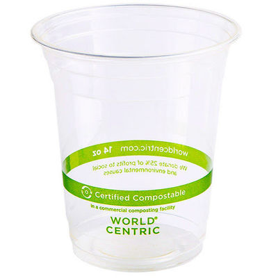 Copo de PLA biodegradable de maíz de bebidas con tapa de pared única
